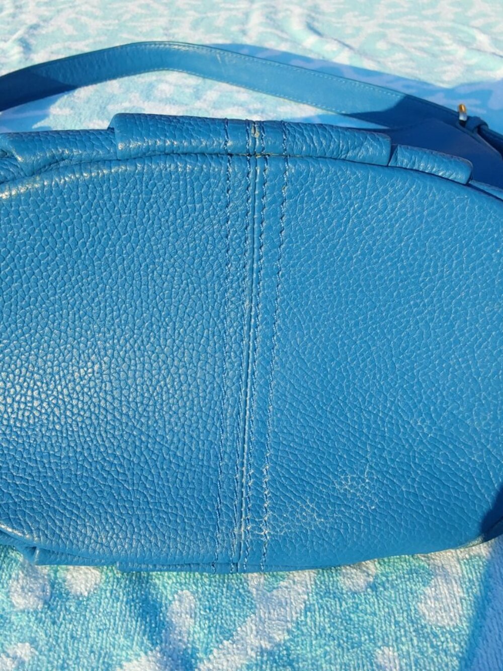 2015 HADAKI BLUE LEATHER HOBO BAG - Picture 9 of 16